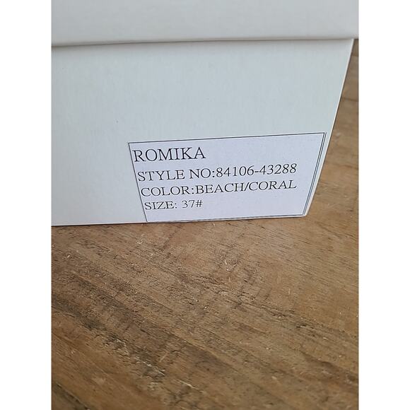 Women's Romika Beach Coral Leather Tan Red Sandal Platform‎ Slip on Sz 37 CORK 6 - Picture 8 of 8